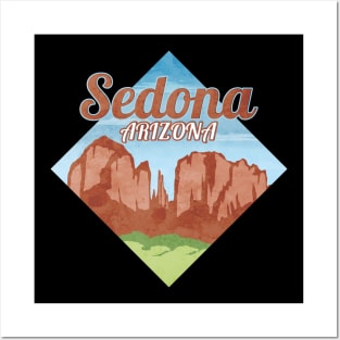 Retro and Vintage Mountains Sedona Arizona Posters and Art